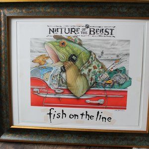 Nature of the Beast Fish on the line.  Original Art work.